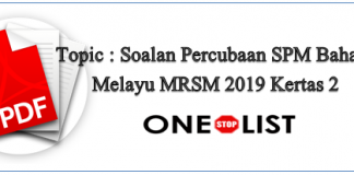 Soalan Percubaan SPM Bahasa Melayu MRSM 2019 Kertas 2