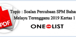 Soalan Percubaan SPM Bahasa Melayu Terengganu 2019 Kertas 1