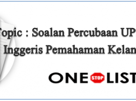 Soalan Percubaan UPSR Bahasa Inggeris Pemahaman Kelantan 2019