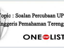 Soalan Percubaan UPSR Bahasa Inggeris Pemahaman Terengganu 2019