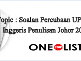 Soalan Percubaan UPSR Bahasa Inggeris Penulisan Johor 2019 Set 2