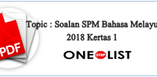 Soalan SPM Bahasa Melayu Sebenar 2018 Kertas 1