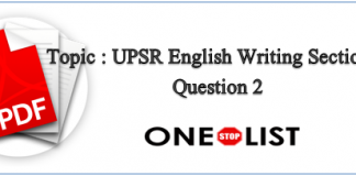 UPSR English Writing Section B Question 2