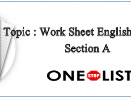 Work Sheet English Writing Section A