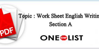 Work Sheet English Writing Section A