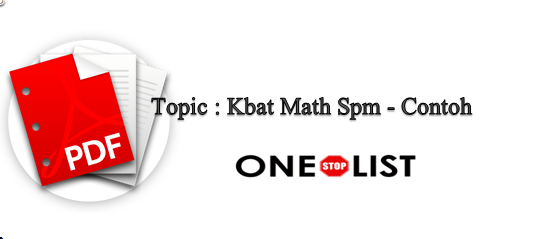 kbat math spm  contoh  OneStopList