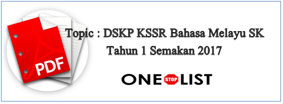 DSKP KSSR Bahasa Melayu SK Tahun 1 Semakan 2017