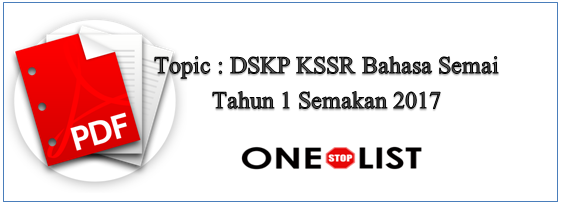 DSKP KSSR Bahasa Semai Tahun 1 Semakan 2017