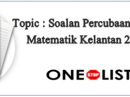 Soalan Percubaan UPSR Matematik Kelantan 2019