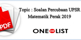 Soalan Percubaan UPSR Matematik Perak 2019