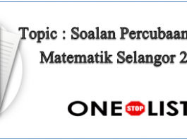 Soalan Percubaan UPSR Matematik Selangor 2019
