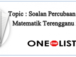 Soalan Percubaan UPSR Matematik Terengganu 2019