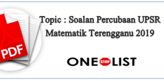 Soalan Percubaan UPSR Matematik Terengganu 2019