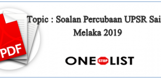 Soalan Percubaan UPSR Sains Melaka 2019