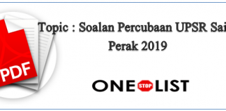 Soalan Percubaan UPSR Sains Perak 2019