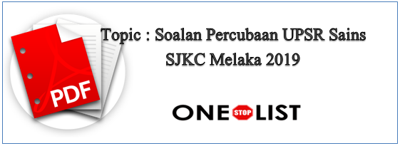 Soalan Percubaan UPSR Sains SJKC Melaka 2019